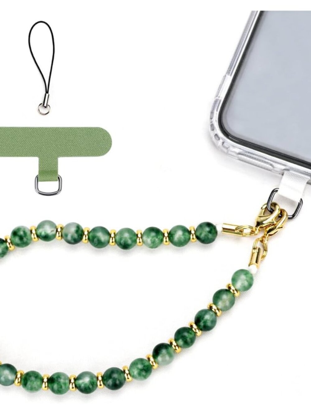 Marble Beaded Phone Wrist Strap, Cellphone Lanyard with Tether Tab, Hands-Free W